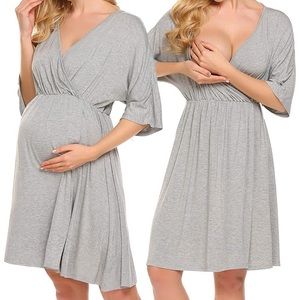 Gray Ekouaer Nursing Gown sz M